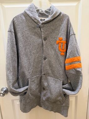 Men's UT Gray Cardigan Sweater with Orange Accent